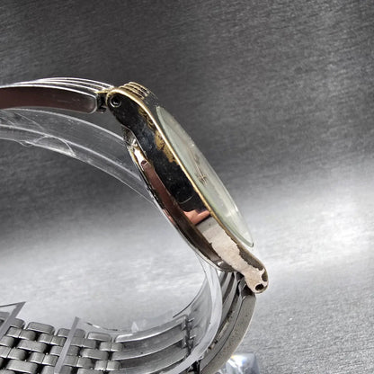 Seiko Pulsar Watch Men 35mm Silver Dial Two Tone Date Round V732-X090 New Batt3