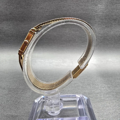 Seiko Lassale Watch Women 12mm Gold Dial Gold Tone Rectangle 2E50-5009 New Batt6