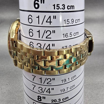 Seiko Watch Men 37mm Gold Dial Gold Tone Daydate Round 7N43-9048 New Battery VTG9