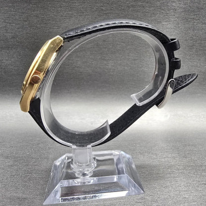 Seiko SQ Watch Men 35mm Gold Dial Gold Tone Daydate Round 6923-8009 New Battery6