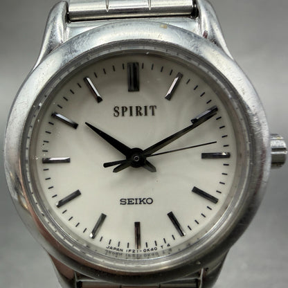 Seiko Spirit Watch Women 25mm White Dial Silver Tone Round 1F21-0G30 New Battery1