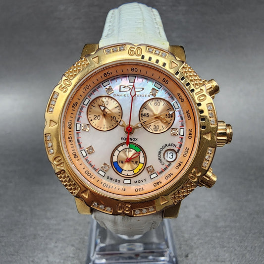 Daniel Steiger Equinox Chronograph Watch Women 36mm MOP Dial Rose Gold New Batt