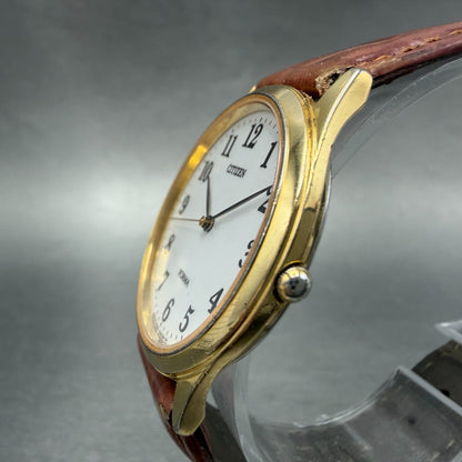 Citizen Forma Watch Men 33mm White Dial Gold Tone Round 4631-E63051 New BatteryA2