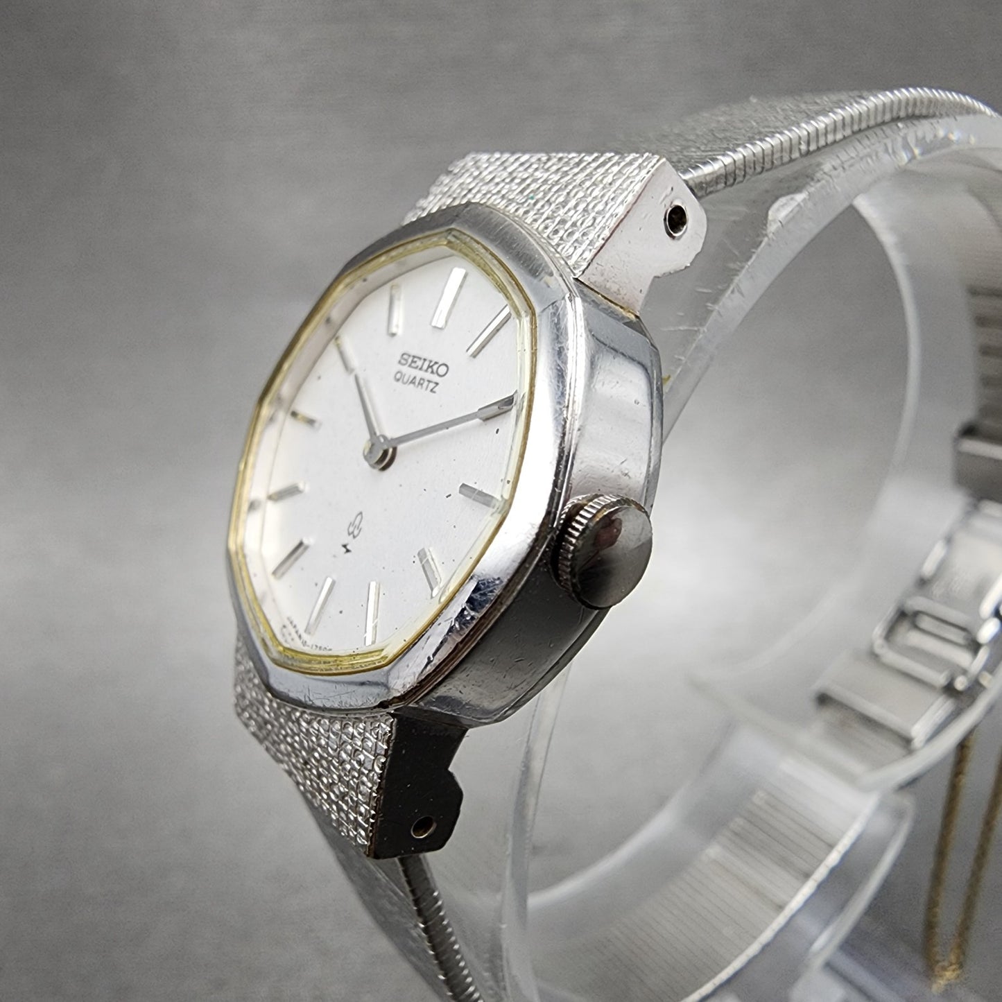 Seiko Watch Women 22mm Silver Dial Silver Tone Octagon 165890 New Battery2