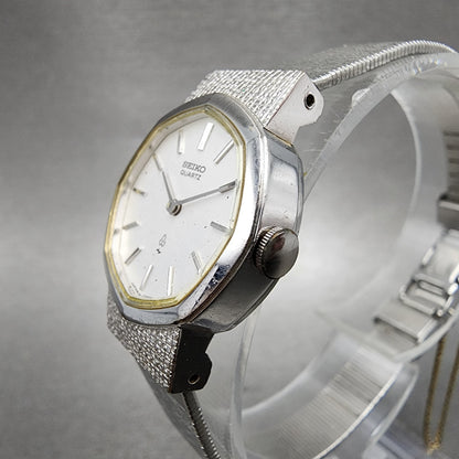 Seiko Watch Women 22mm Silver Dial Silver Tone Octagon 165890 New Battery2