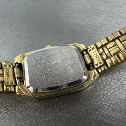 Seiko Tank Watch Women 17mm Black Dial Gold Tone 2Y01-5D20 Rectangle New Battery9