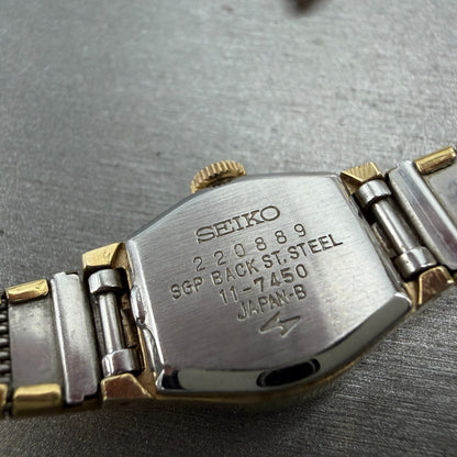 Seiko Rainbow Watch Women 17mm Champagne Dial Gold Tone Manual 11-7450 Runs9