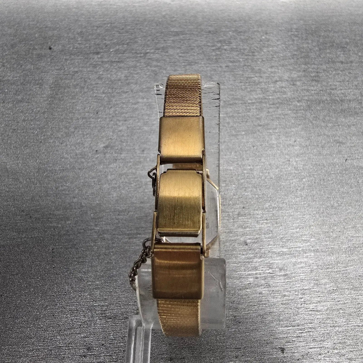 Seiko Watch Women 17mm Gold Dial Gold Tone Rectangle 4N00-5139 New Battery JP r27