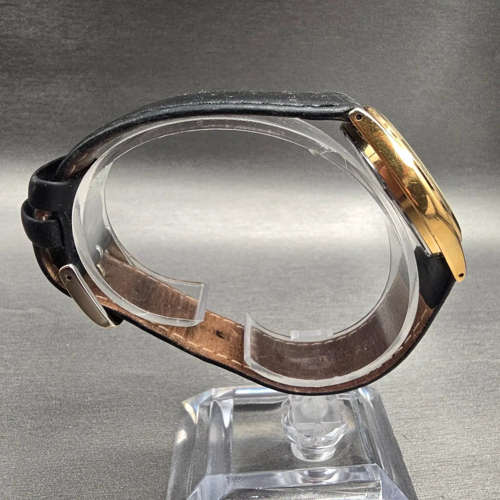 Seiko SQ Watch Men 33mm Gold Dial Gold Tone Daydate Round 5Y23-7079 New Battery8