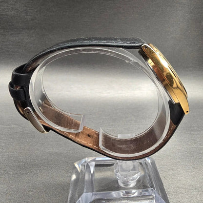 Seiko SQ Watch Men 33mm Gold Dial Gold Tone Daydate Round 5Y23-7079 New Battery8