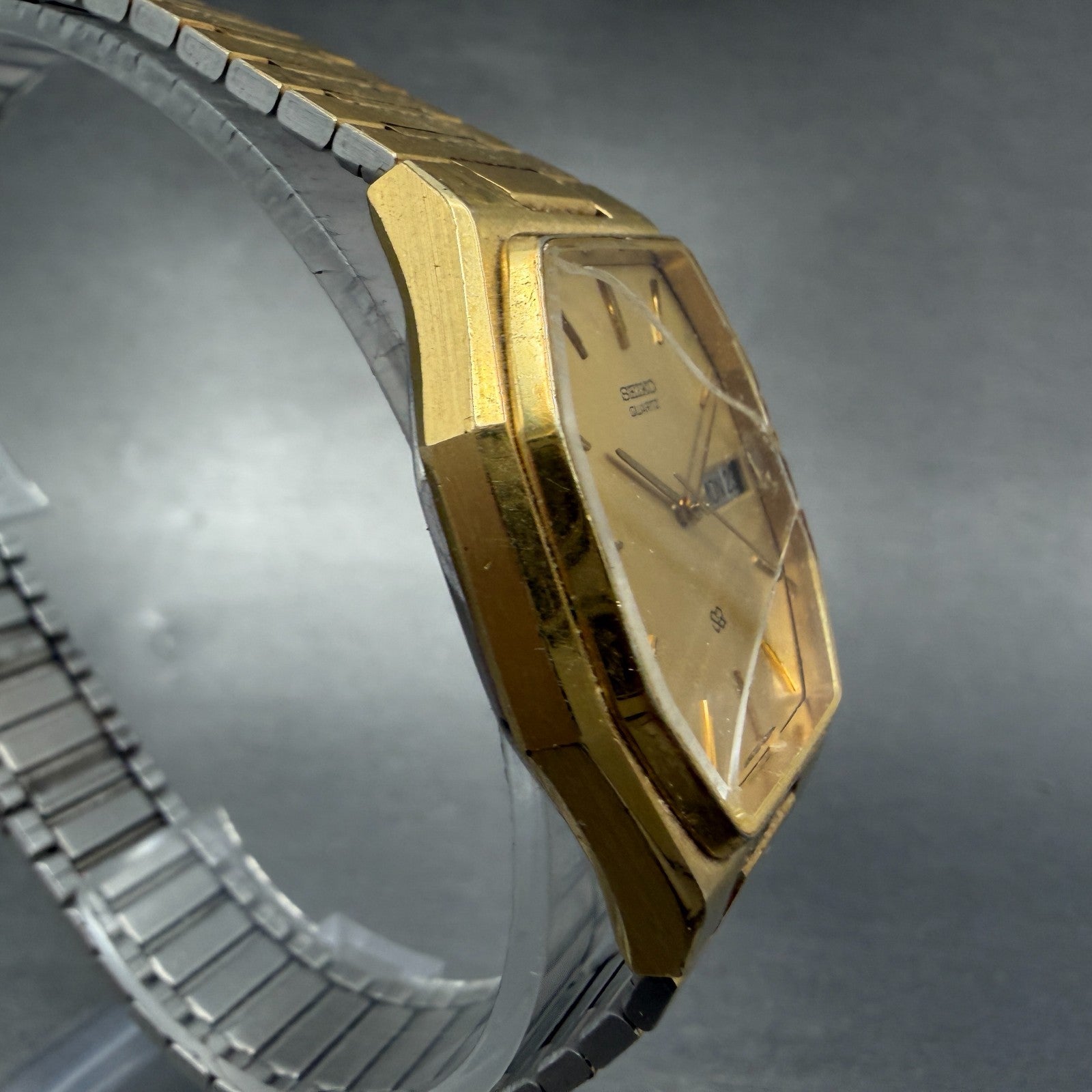 Seiko SQ Watch Men 31mm Champagne Dial Gold Tone Daydate 7123-5239 New Battery2