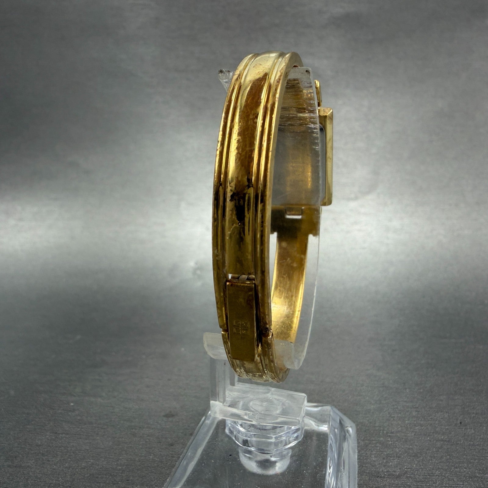 Givenchy Tank Watch Women 17mm Blue Dial Gold Tone Rectangle New Battery7