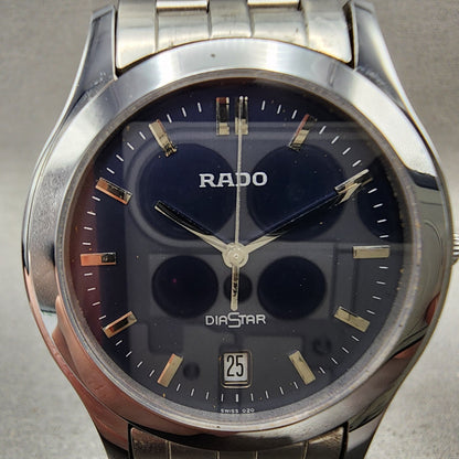 Rado Diastar Watch Men 37mm Blue Dial Silver Tone Date Round New Battery1
