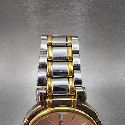 Benrus Watch Women 32mm Pink Dial Two Tone Round Vintage New Battery4