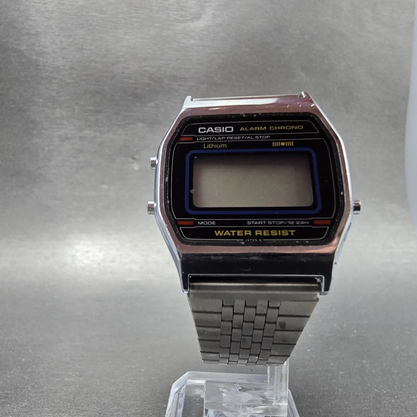 Casio A161 Watch Men 33mm Silver Tone Digital Alarm Chronograph PARTS6