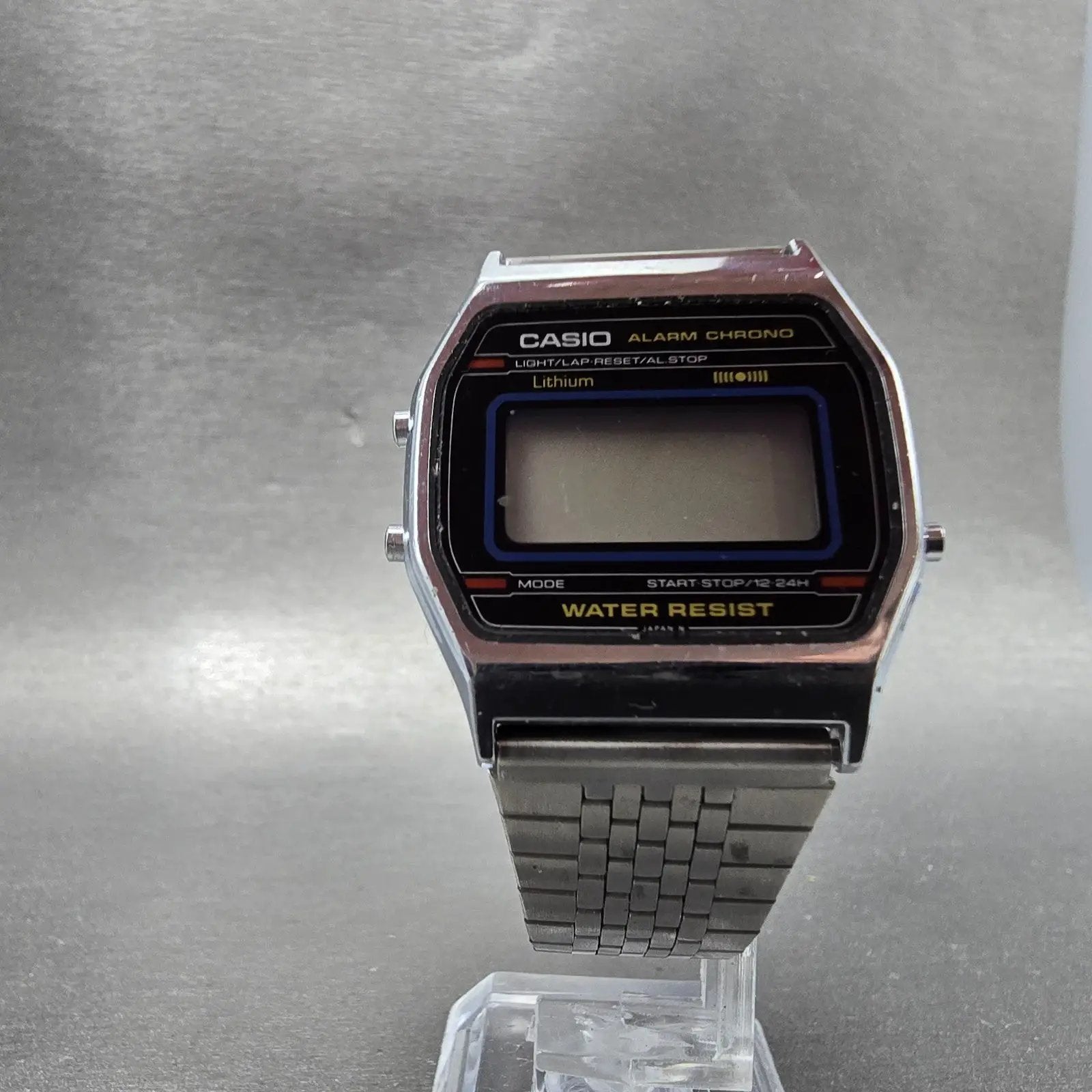 Casio A161 Watch Men 33mm Silver Tone Digital Alarm Chronograph PARTS6