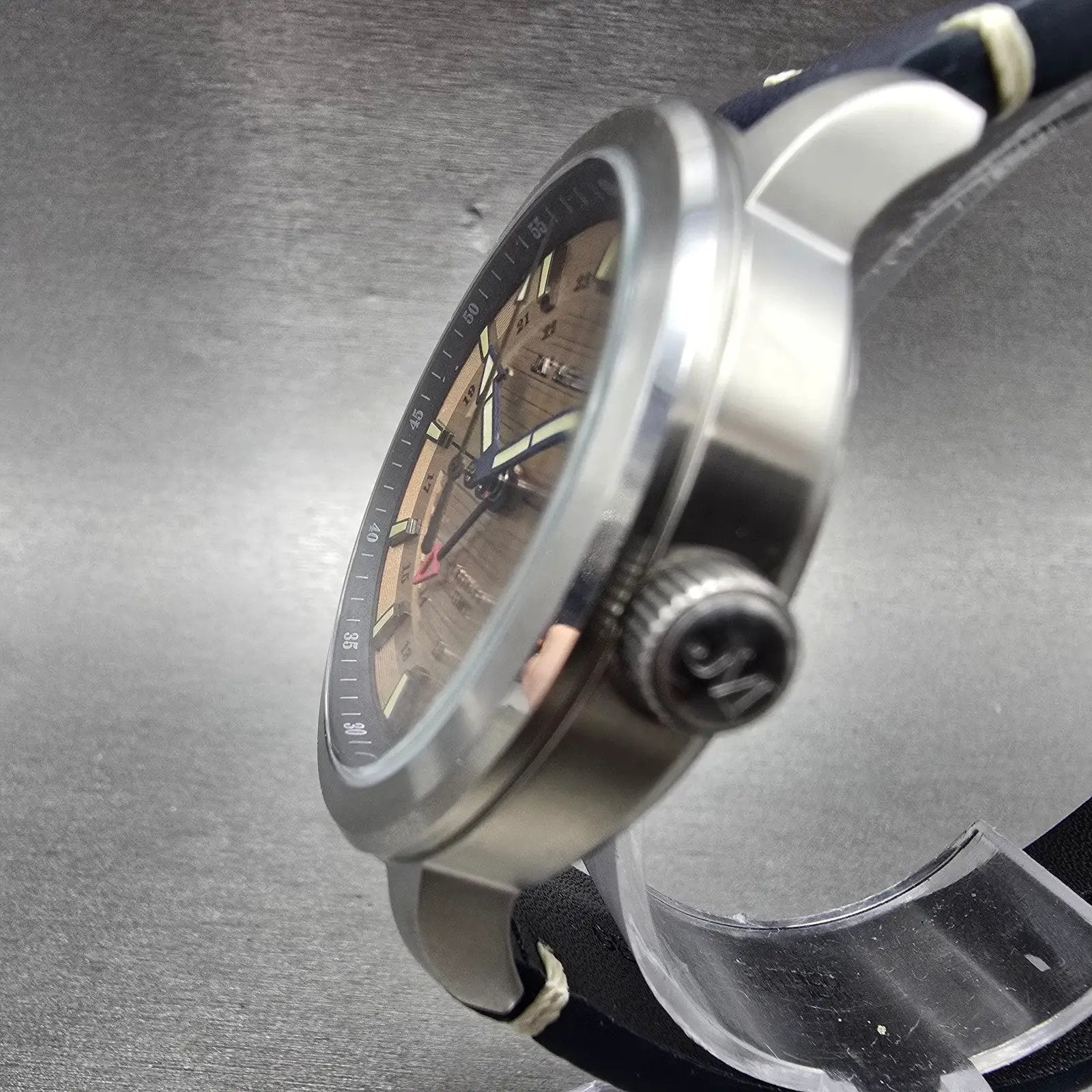 James McCabe Martin GMT Watch Men 42mm Brown Dial Steel Date Round New Battery2