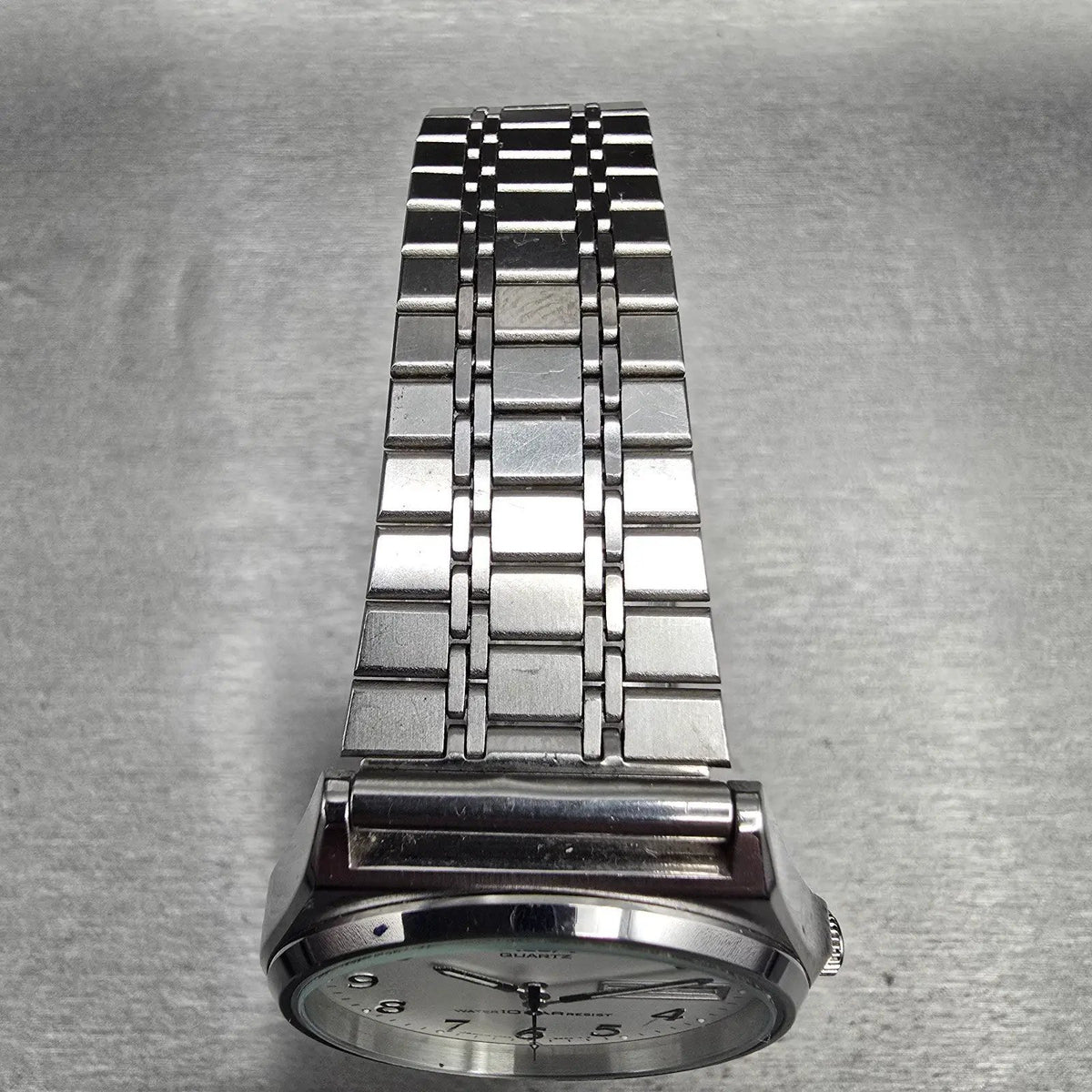 Seiko Alba Watch Men 34mm Silver Dial Silver Tone Daydate V743-8A10 New BatteryX4