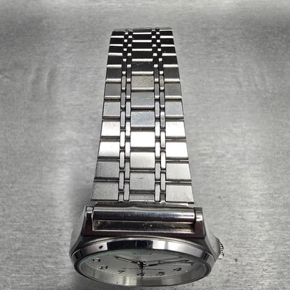 Seiko Alba Watch Men 34mm Silver Dial Silver Tone Daydate V743-8A10 New BatteryX4