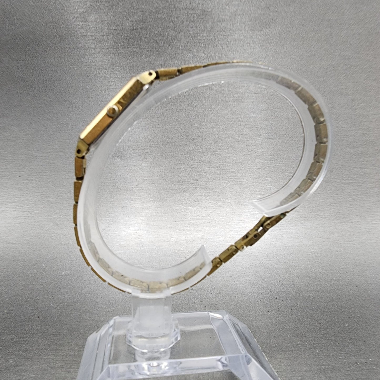 Seiko Watch Women 12mm Champagne Dial Gold Tone Rectangle 2E205179 New Battery6