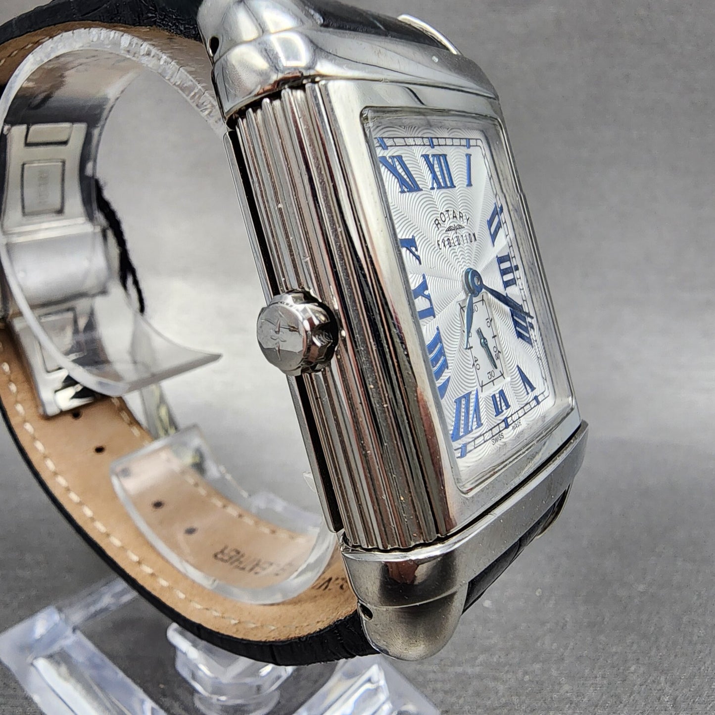 Rotary Revelation Watch Men 32mm Blue White Dial Small Seconds Reversible READ!!3