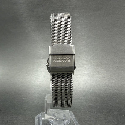 Skagen Watch Women 25mm Blue Dial Silver Tone Round Mesh Band 107SSSI New Batt7