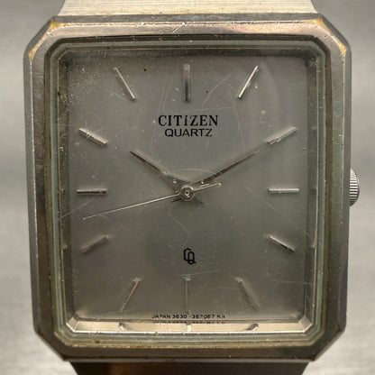 Citizen CQ Watch Men 27mm Silver Dial Silver Tone Rectangle 3630-361300 New Batt1