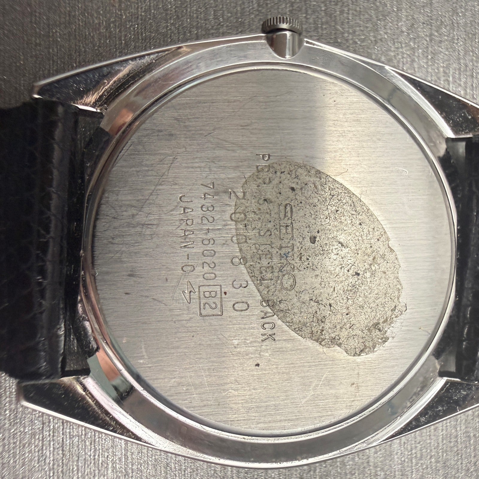 Seiko Watch Men 32mm Black Dial Silver Tone Date Round 7432-6020 New Battery9