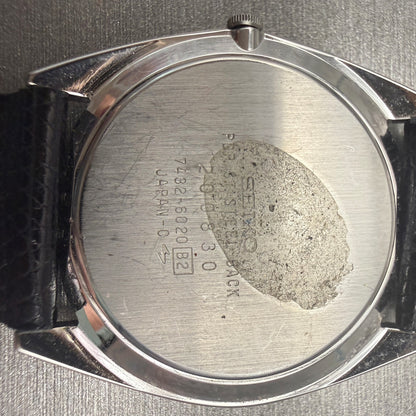 Seiko Watch Men 32mm Black Dial Silver Tone Date Round 7432-6020 New Battery9