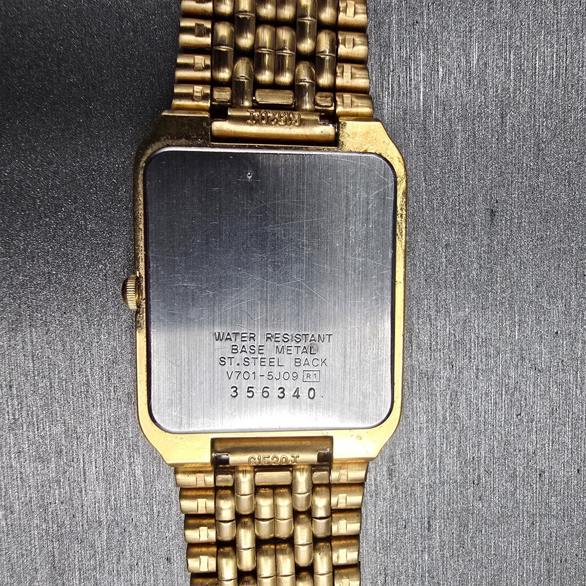 Seiko Tank Watch Men 26mm Black Dial Gold Tone Rectangle V701-5J09 New Battery10
