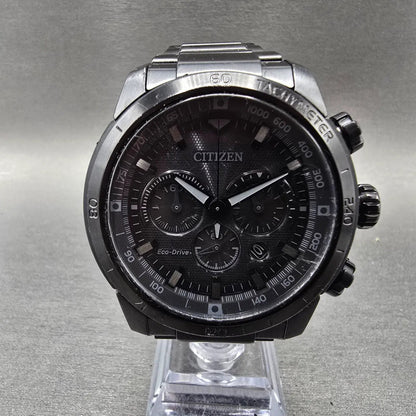 Citizen Ecosphere Chronograph Watch Men 48mm Black Dial Black Date CA4184-81E0