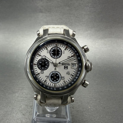 Michael Kors Chronograph Watch Women 36mm White Dial Silver Tone date New BattAB0