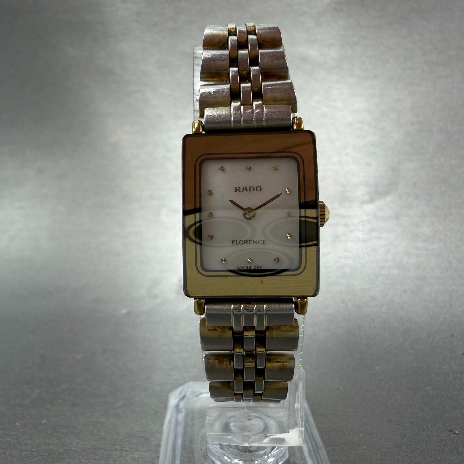 Rado Florence Tank Watch Women 18mm MOP Dial Gold Tone 153.3606.2 New Battery5