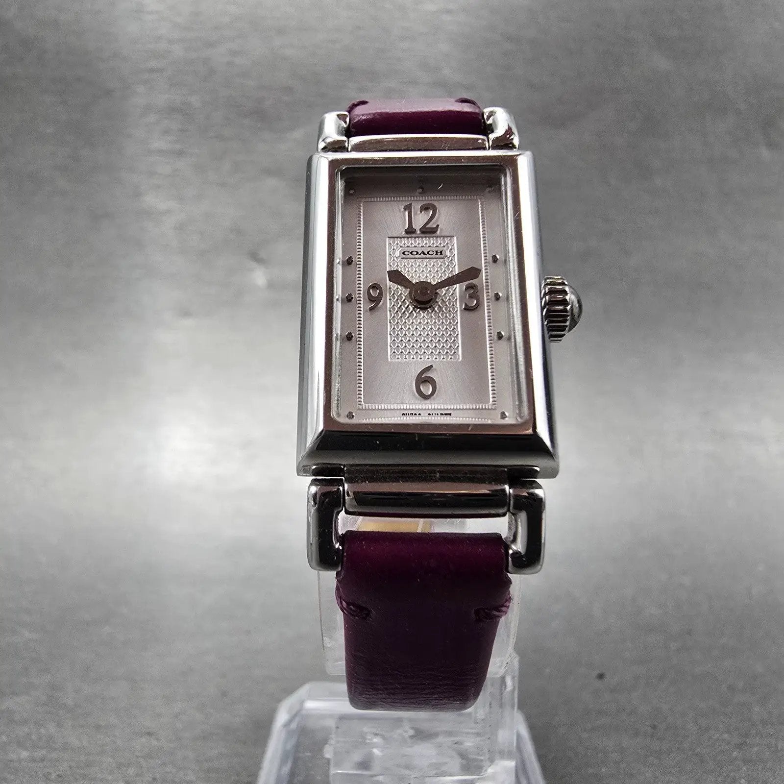 Coach Tank Watch Women 17mm White Dial Silver Tone Rectangle 0820 New Battery BJ6