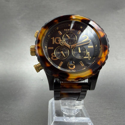 Nixon 42-20 Chrono Watch Women 42mm Black Dial Black Tortoise Date PARTS!!!!!!!!6