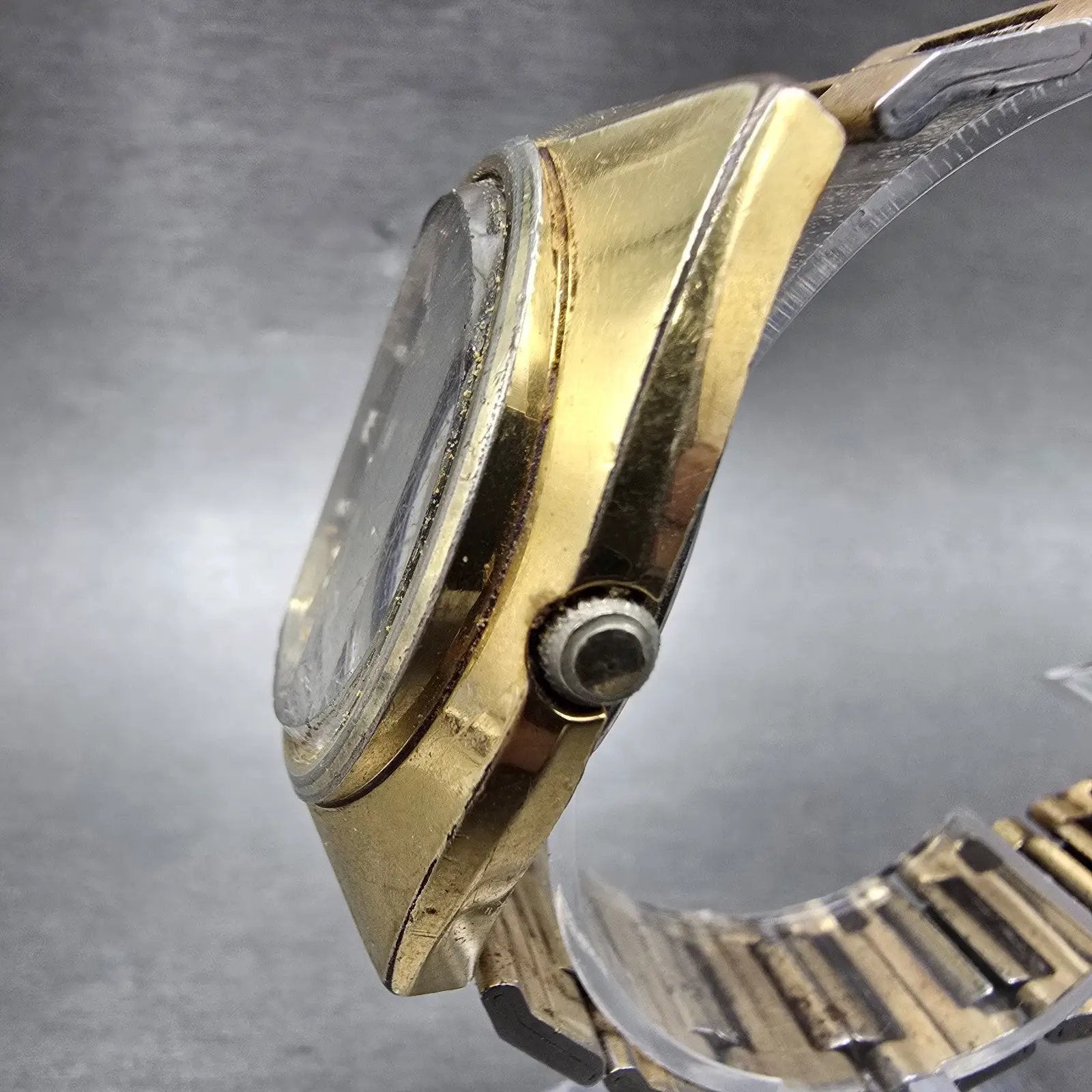 Seiko Automatic Watch Men 37mm Brown Dial Gold Tone Daydate 6309-7009 Runs VTG2