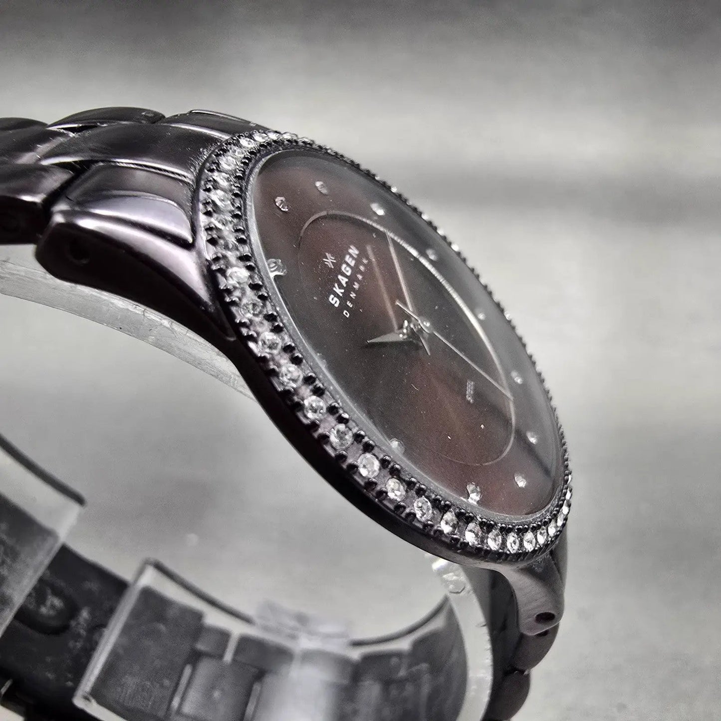 Skagen Glitz Watch Women 30mm Brown Dial Brown Tone Gemmed 347SDXD New Battery3