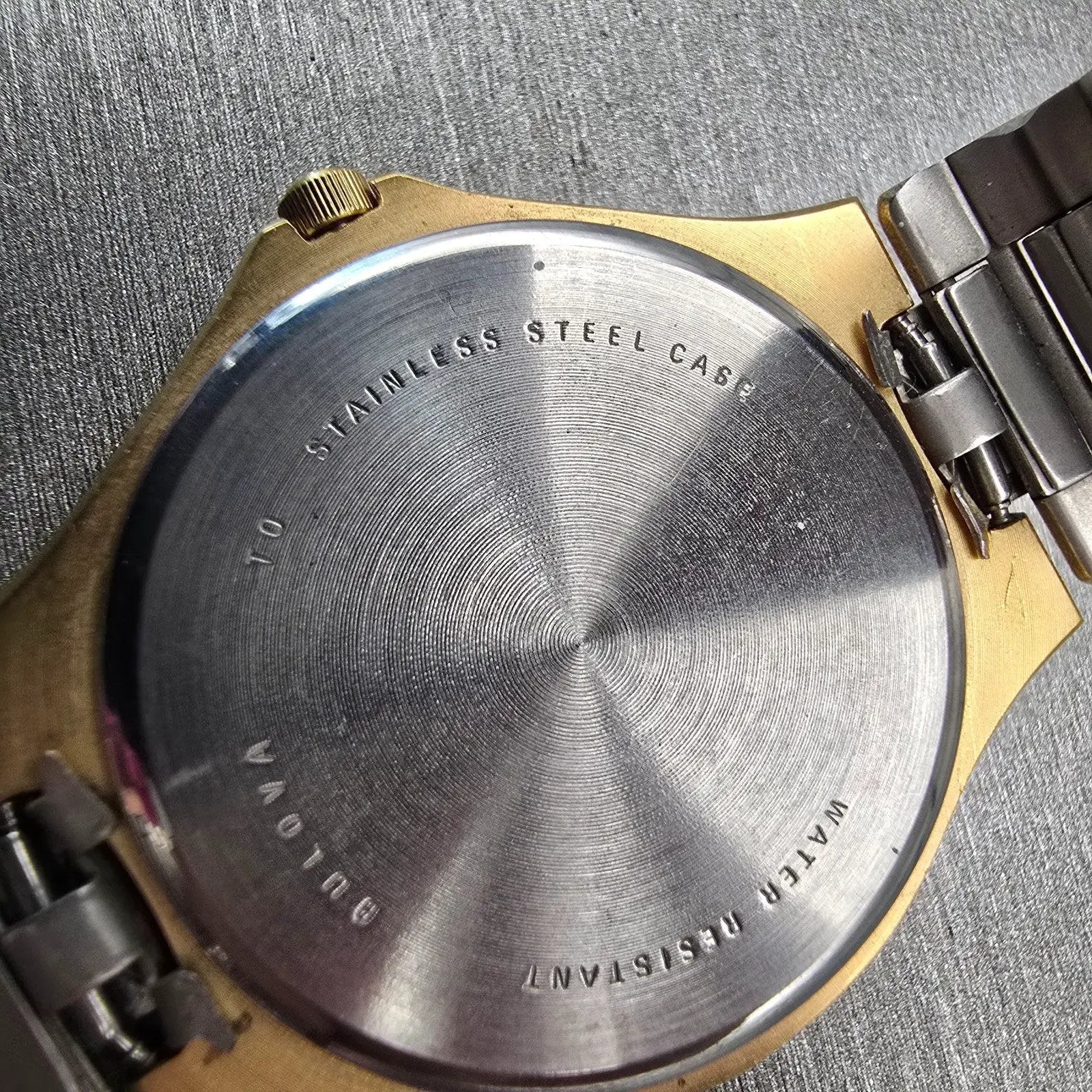 Bulova Moon Phase Watch Men 35mm White Dial Gold Tone Daydate 92D54 New Battery10