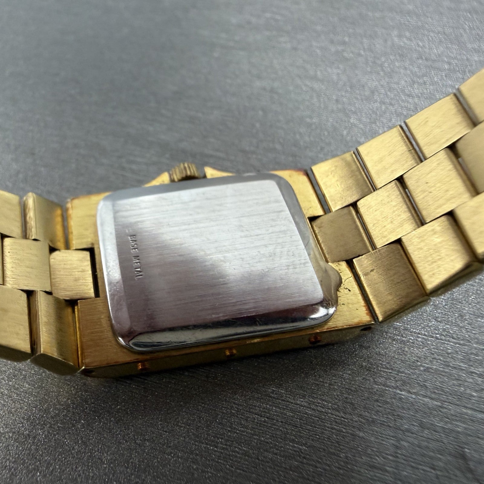 Longines Tank Watch Women 17mm Gold Dial Gold Tone Rectangle New Battery ABCD9
