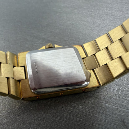 Longines Tank Watch Women 17mm Gold Dial Gold Tone Rectangle New Battery ABCD9