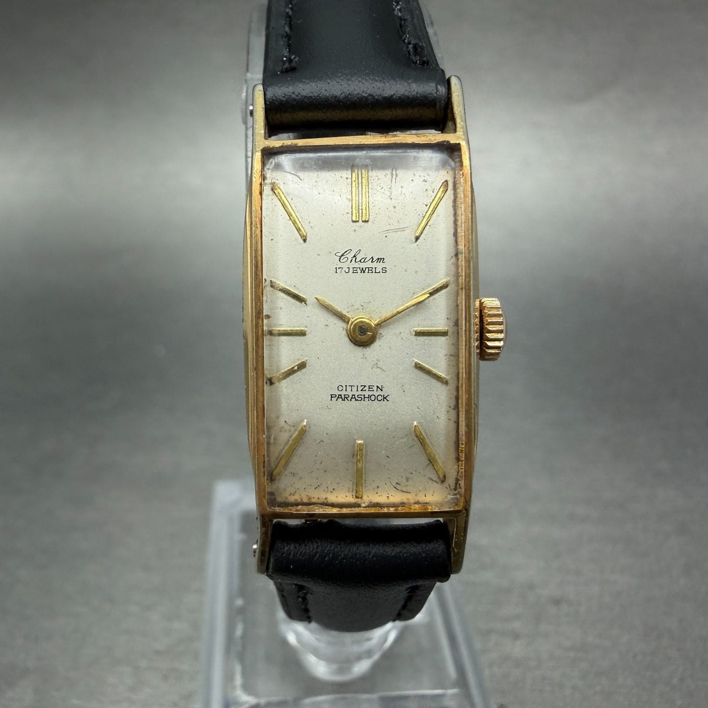 Citizen Charm Watch Women 15mm White Dial Gold Plated Manual Wind Runs VTG0