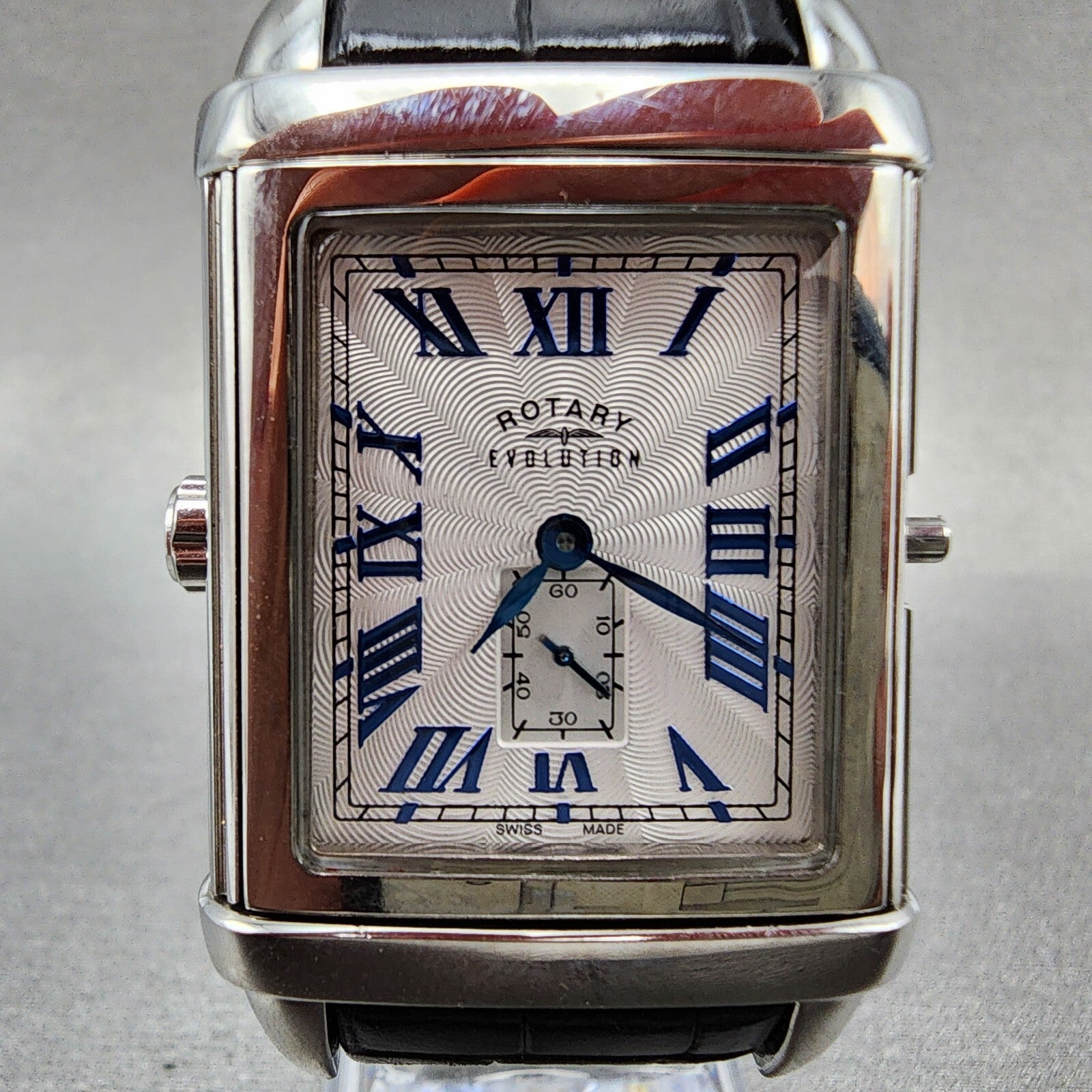Rotary Revelation Watch Men 32mm Blue White Dial Small Seconds Reversible READ!!1