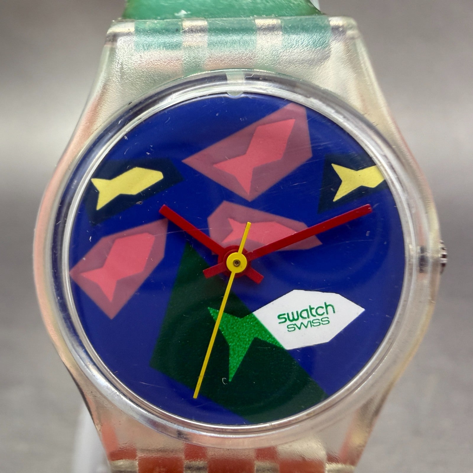 Swatch Aqua Dream Watch Women  25mm Blue Dial Clear Tone Round LK100 New Batt1