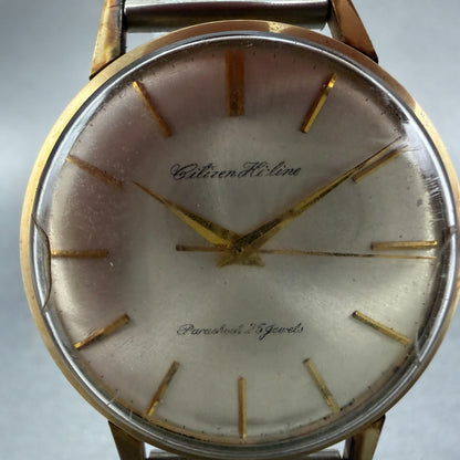Citizen Hi Line Watch Men 37mm Silver Dial 14K Gold Filled Manual Wind Runs VTG1