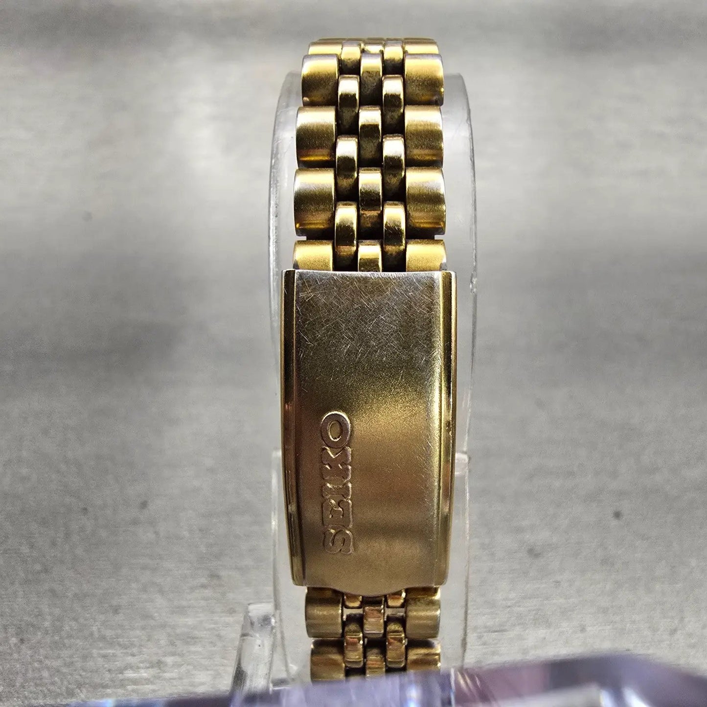 Seiko Watch Women 24mm Gold Dial Gold Tone Daydate Round 7N83-0041 New Battery7
