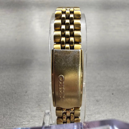 Seiko Watch Women 24mm Gold Dial Gold Tone Daydate Round 7N83-0041 New Battery7