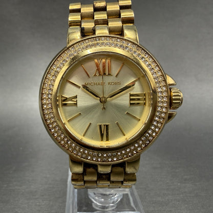 Michael Kors Watch Women 38mm Champagne Dial Gold Tone Round MK-3185 New Battery0