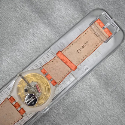 Swatch Squeezed Pumpkin Watch Men 44mm Orange Dial Clear Case SUDK102 New Batt8