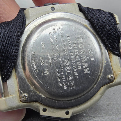 Timex Ironman Triathlon Watch Men 44mm Gray Black Alarm Chronograph New Battery10