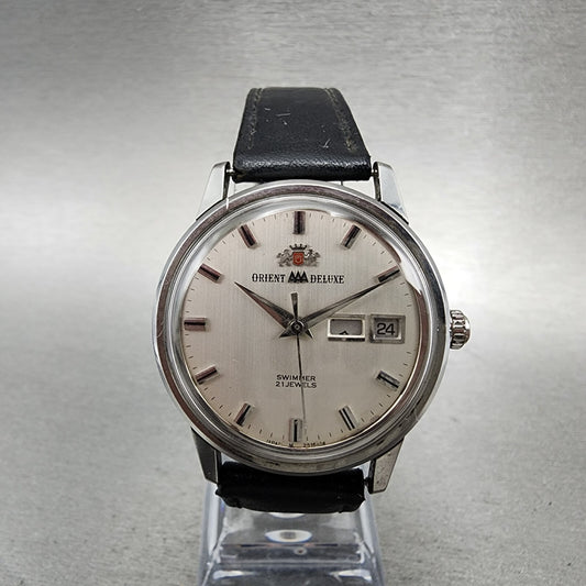 Orient AAA Deluxe Watch Men 35mm Silver Dial Steel Daydate Automatic READ!! RUNS